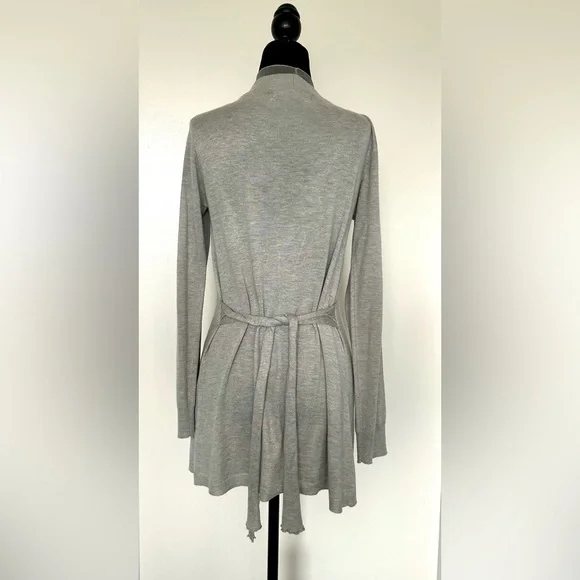 ZARA Grey Greige Cardigan with Silky Trim - M - Picture 5 of 7